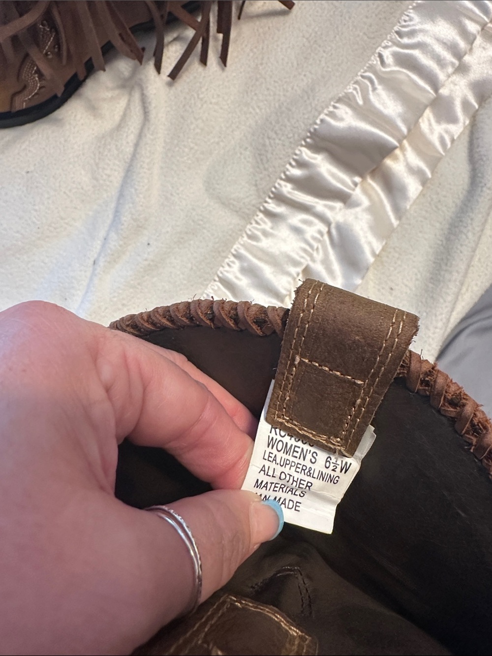 Fringed Brown Western Ankle Boots - Women - Picture 2 of 7